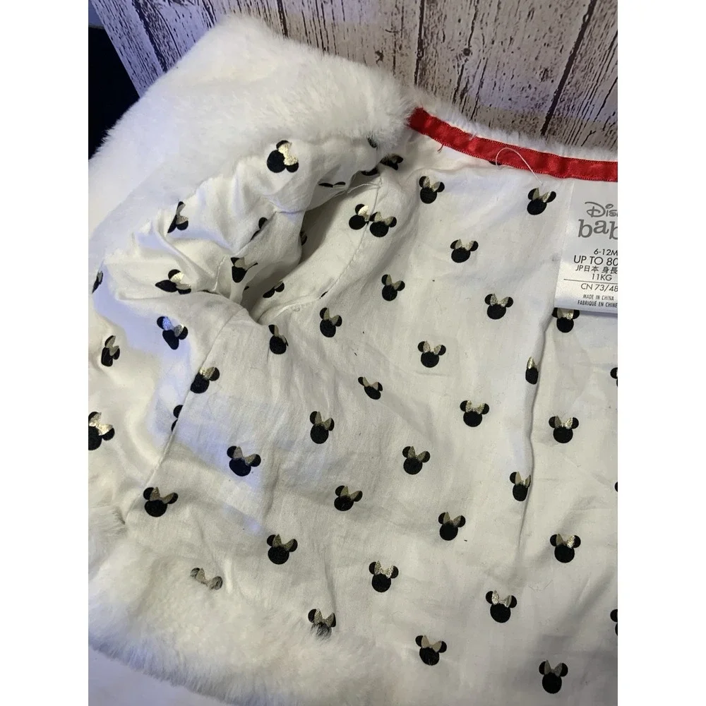 Disney Minnie‎ Mouse Faux Fur Puffer Jacket Coat Size 6-12 Months Baby